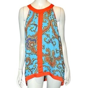 Nicole by Nicole Miller Sleeveless High Low Multicolored Tunic Blouse XL